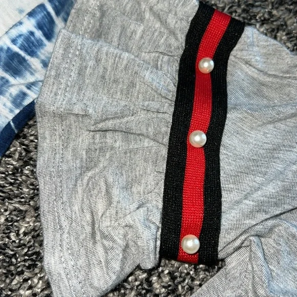 Girls 7/8 bundle tie dye dress•denim vest•grey top - Picture 3 of 7